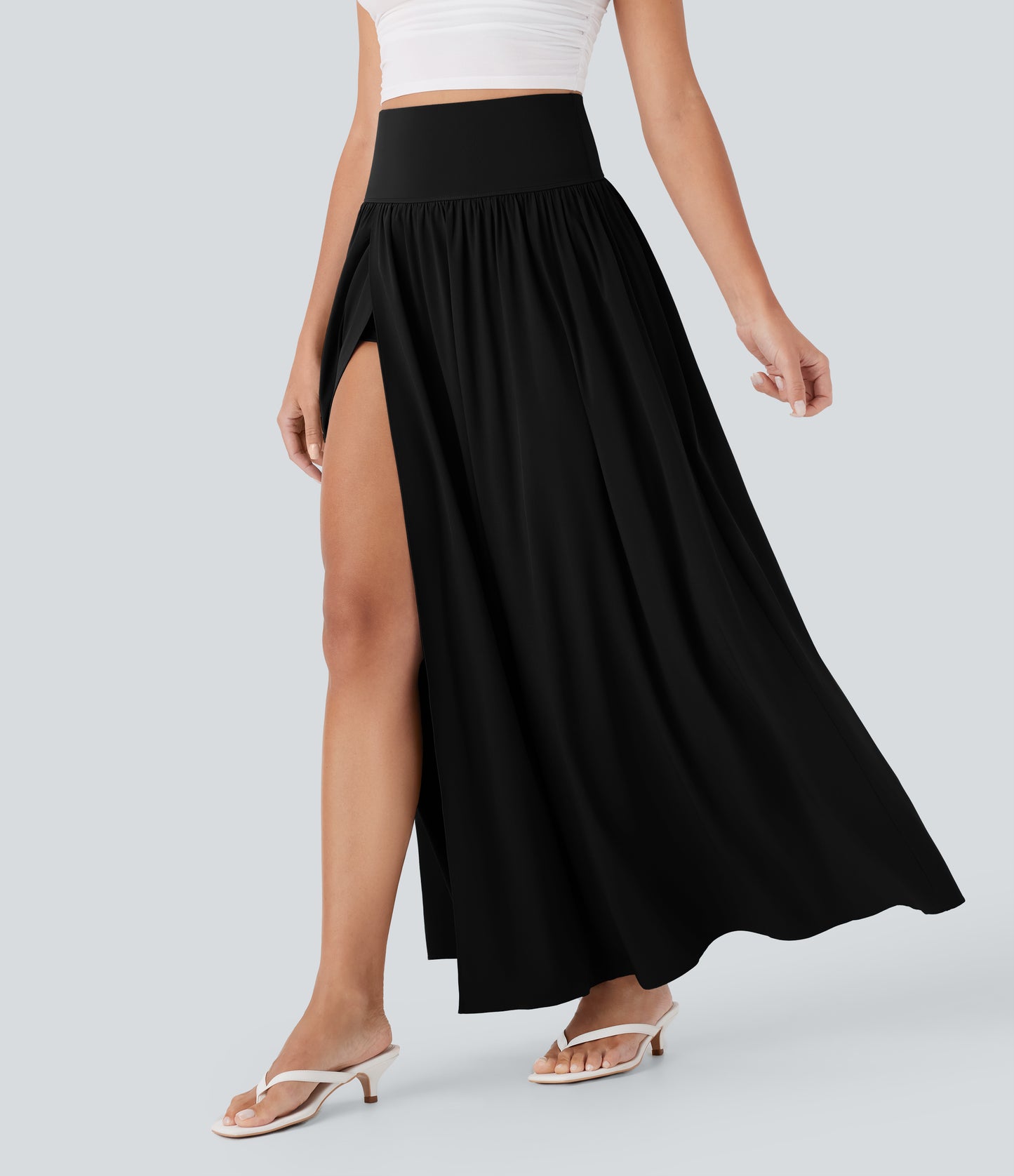Jupe longue fluide 2 en 1 à taille haute et à séchage rapide 