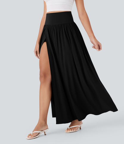 Jupe longue fluide 2 en 1 à taille haute et à séchage rapide 