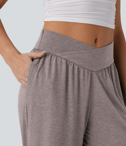 High Waisted Pocket Drawstring Casual Joggers
