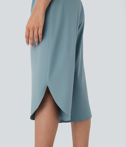 High Waisted Crossover Pocket Quick Dry Capri Pants