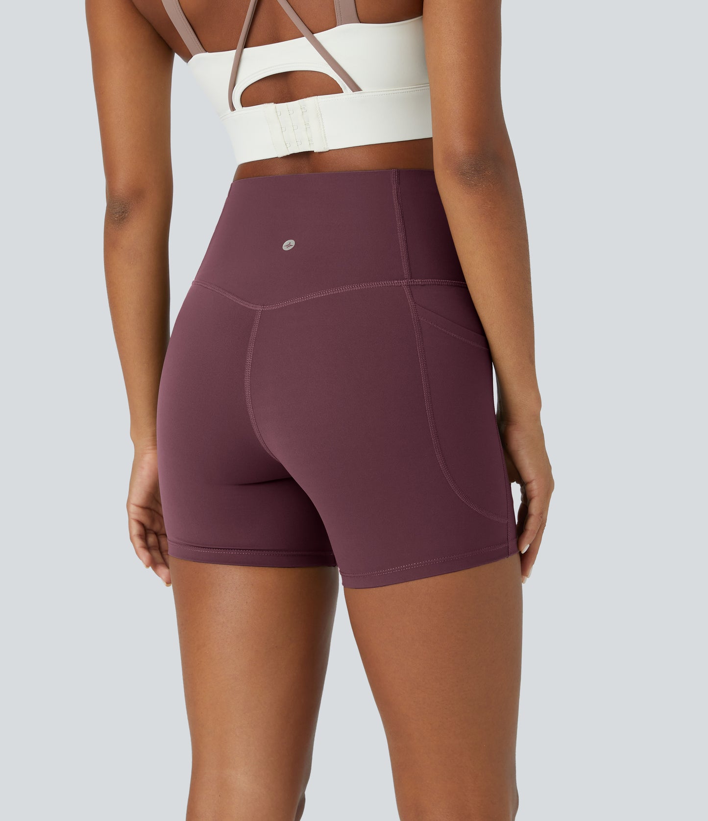 Høy midje magekontroll sidelommer formende treningsbiker shorts 12,5 cm