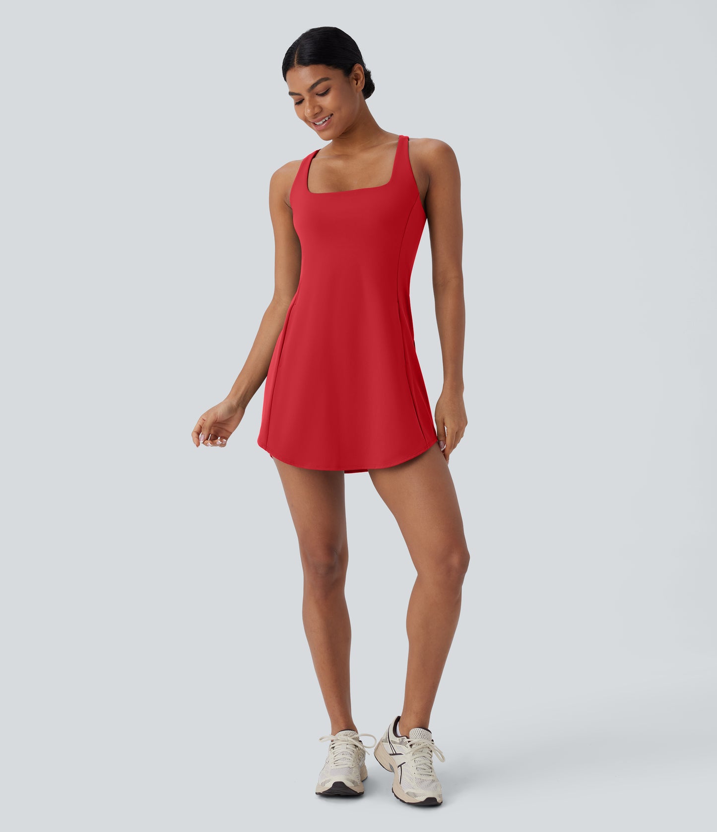 Cut Out Pocket 2-Piece Mini Yoga Active Dress