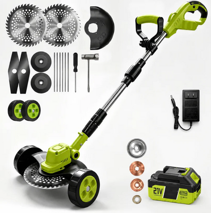 🔥💪Effortlessly Mow Your Lawn 🌿21V 3-in-1 Cordless Trimmer Edger Mini Mower (Batteries Included)