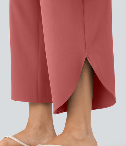 High Waisted Tummy Control Pocket Hem Quick Dry Pants