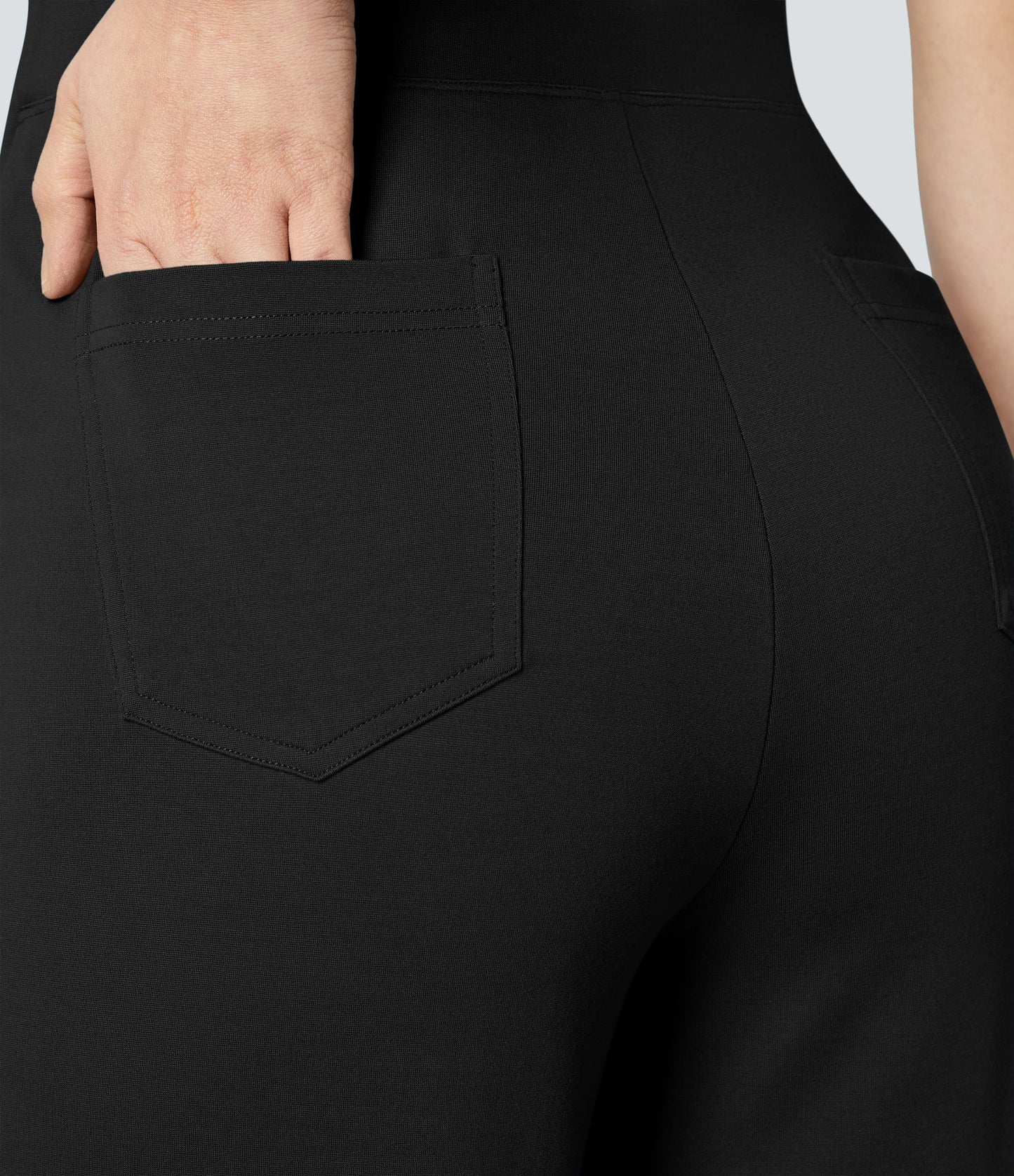 High Waisted Pocket Wide Leg Work Pants