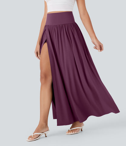 Jupe longue fluide 2 en 1 à taille haute et à séchage rapide 