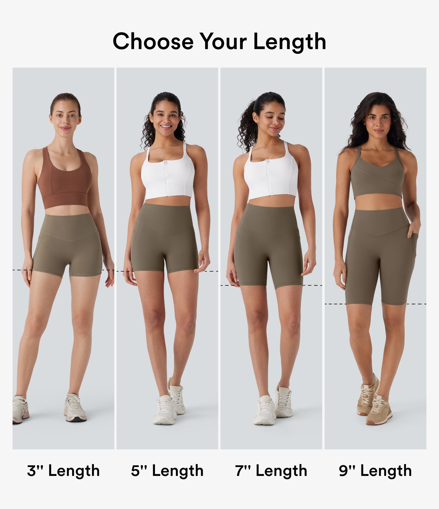 Hoch taillierte, bauchkontrollierende, formende Trainings-Bikershorts mit Tasche, 3 Zoll