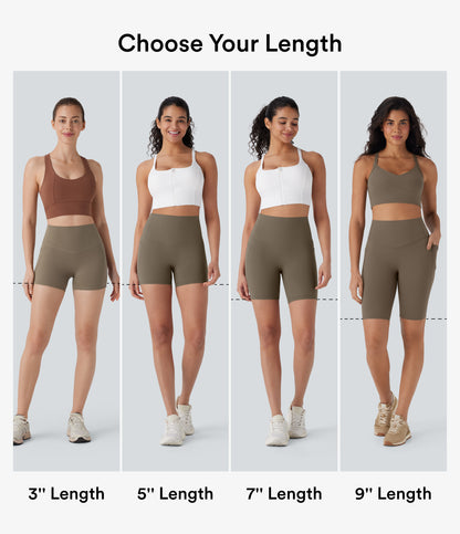 Hoch taillierte, bauchkontrollierende, formende Trainings-Bikershorts mit Tasche, 3 Zoll