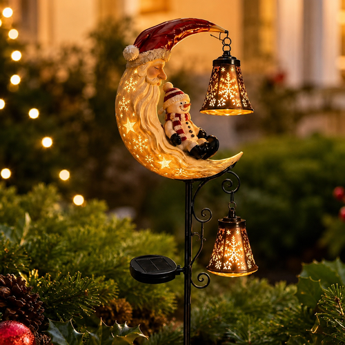 🔥Last Day 48% OFF🔔 Santa Snowman Moon Solar Garden Stake Light