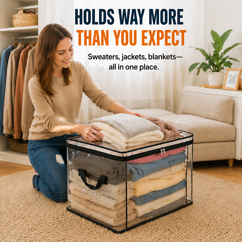 🔥Last Day 49% OFF📦Portable Large Heavy-Duty Thick Plastic Clear Storage Box with Hinged Lid | Home, Travel & Camping (Biodegradable materials)