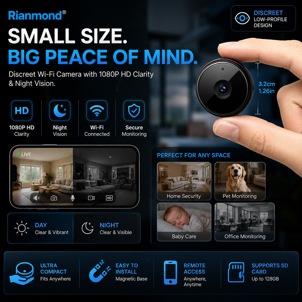 📸Mini WIFI Camera 1080P HD - Night Vision Included