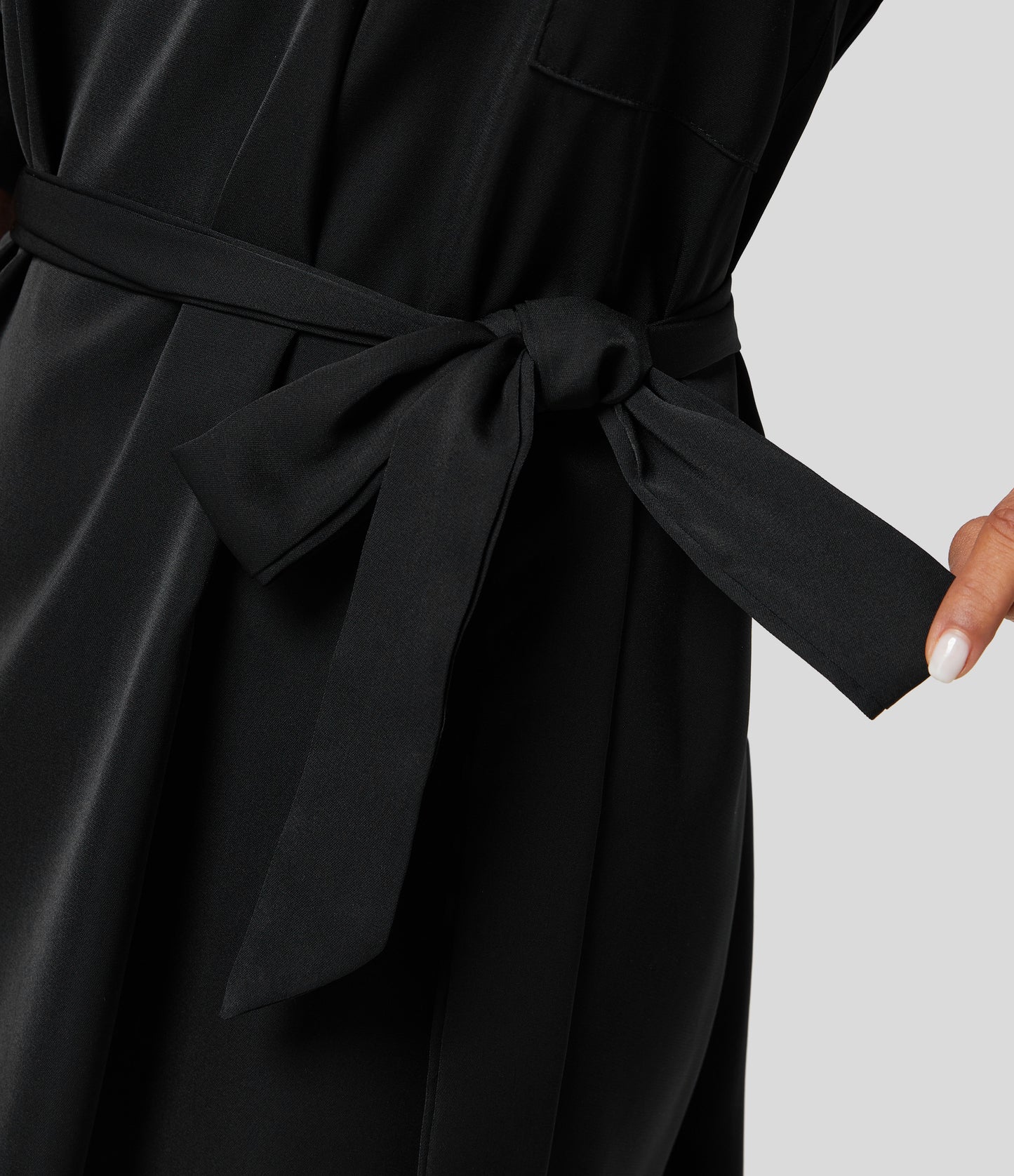 Roll Up Sleeve Belted Relaxed Work Shirt Dress