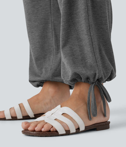 High Waisted Pocket Drawstring Casual Joggers