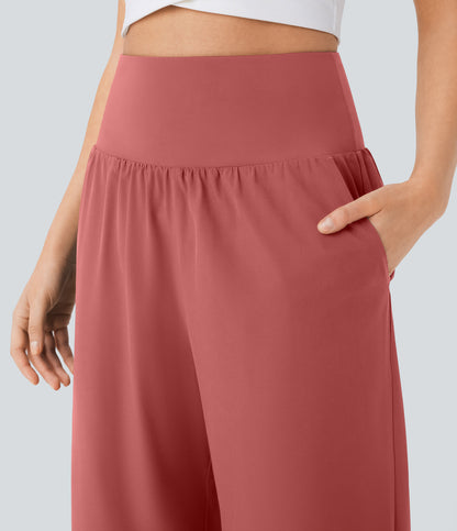 High Waisted Tummy Control Pocket Hem Quick Dry Pants