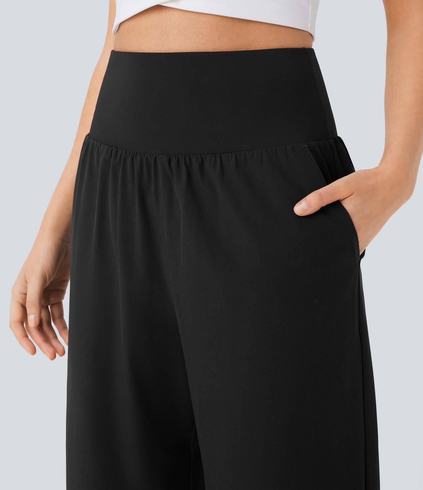High Waisted Tummy Control Pocket Hem Quick Dry Pants