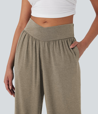 High Waisted Pocket Drawstring Casual Joggers
