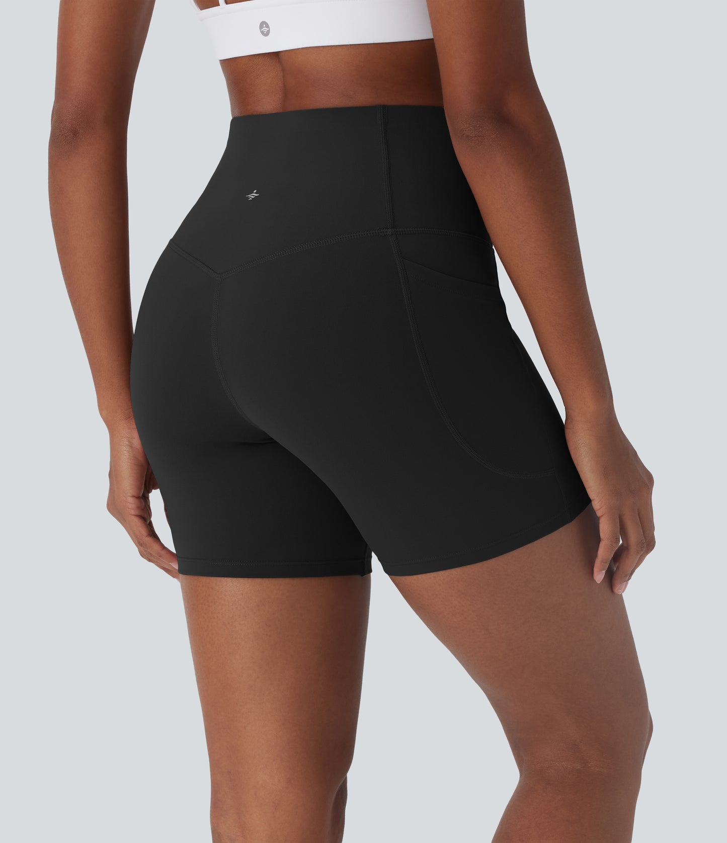 High Waisted Tummy Control Built-in Underwear Anti-Bacterial Shaping Training Biker Shorts 5'' With Pockets
