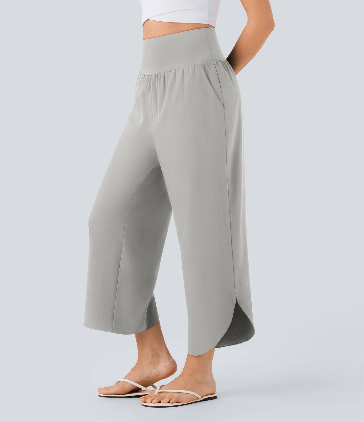 High Waisted Tummy Control Pocket Hem Quick Dry Pants