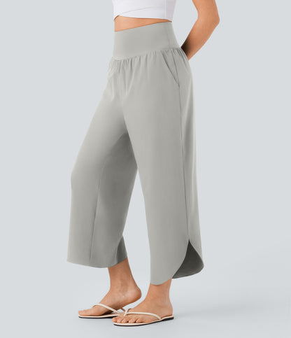 High Waisted Tummy Control Pocket Hem Quick Dry Pants