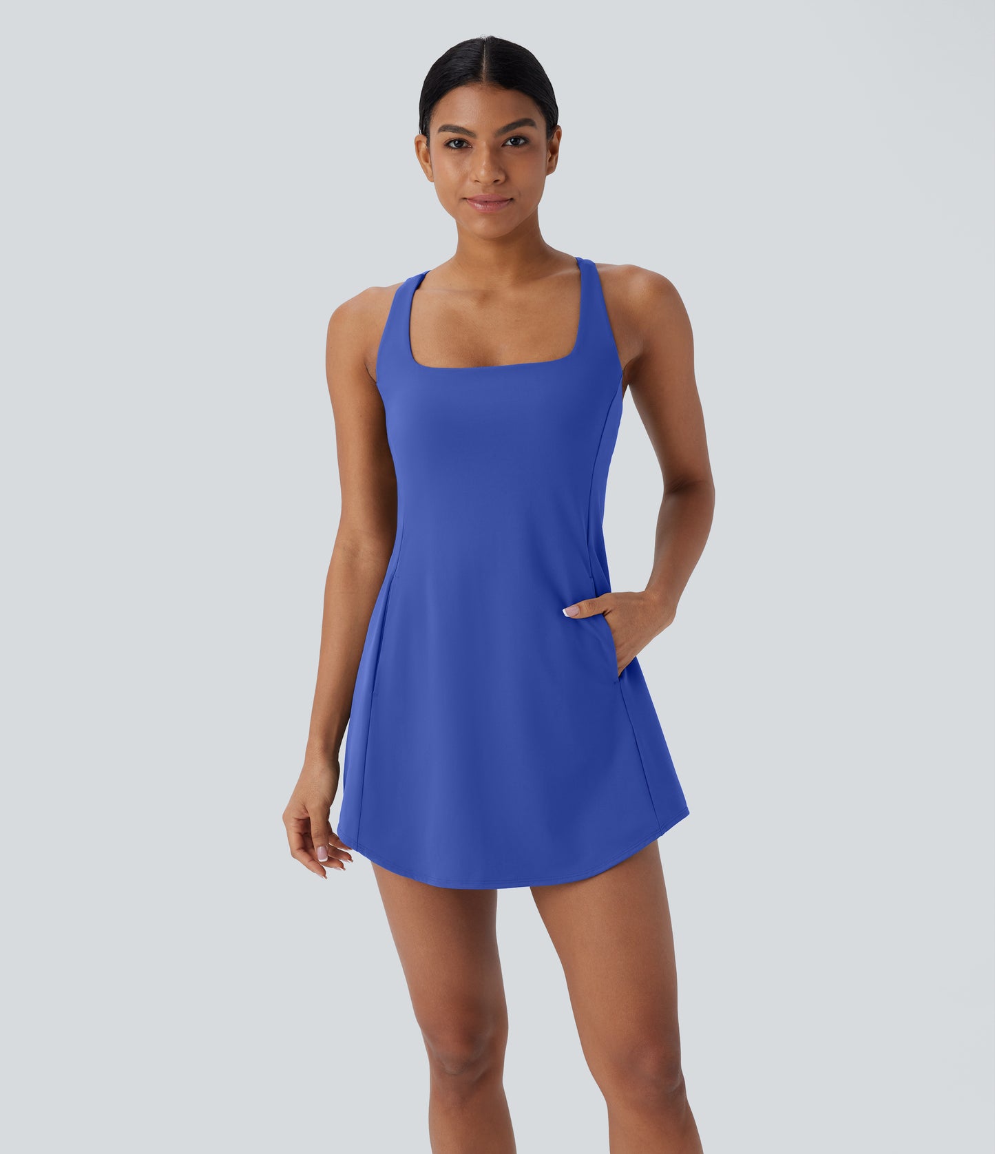 Cut Out Pocket 2-Piece Mini Yoga Active Dress