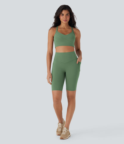 Short cycliste taille haute avec poches gainantes et effet gainant, 23 cm 