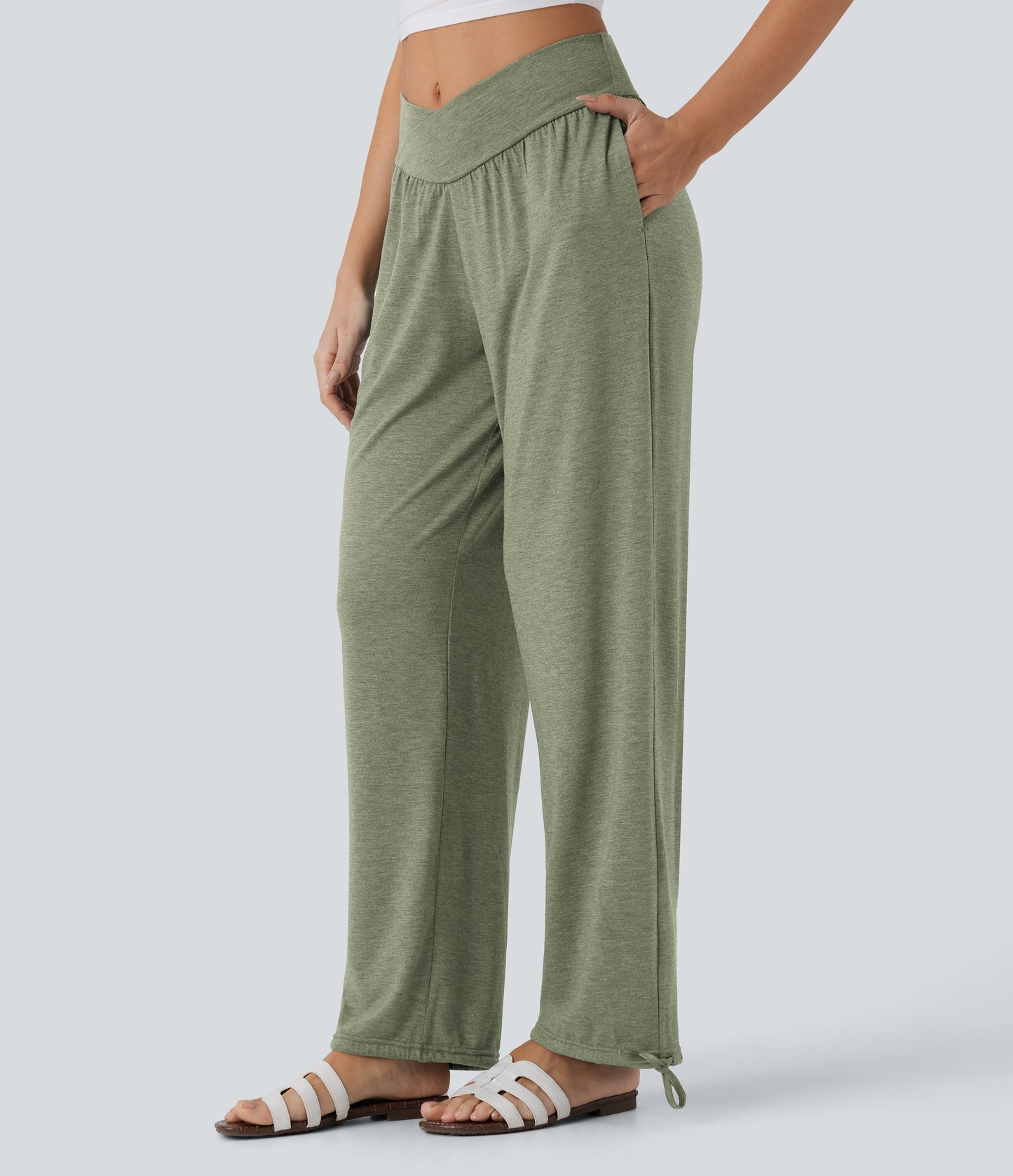 High Waisted Pocket Drawstring Casual Joggers
