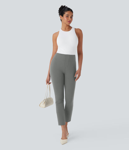 High Waisted Pocket Tapered Cropped Work Pants