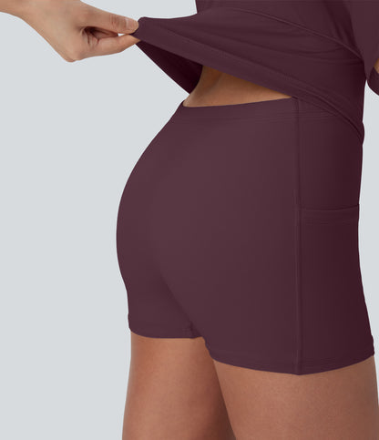 U Neck 2-in-1 Pocket Mini Cool Touch Dance Active Dress-Easy Peezy