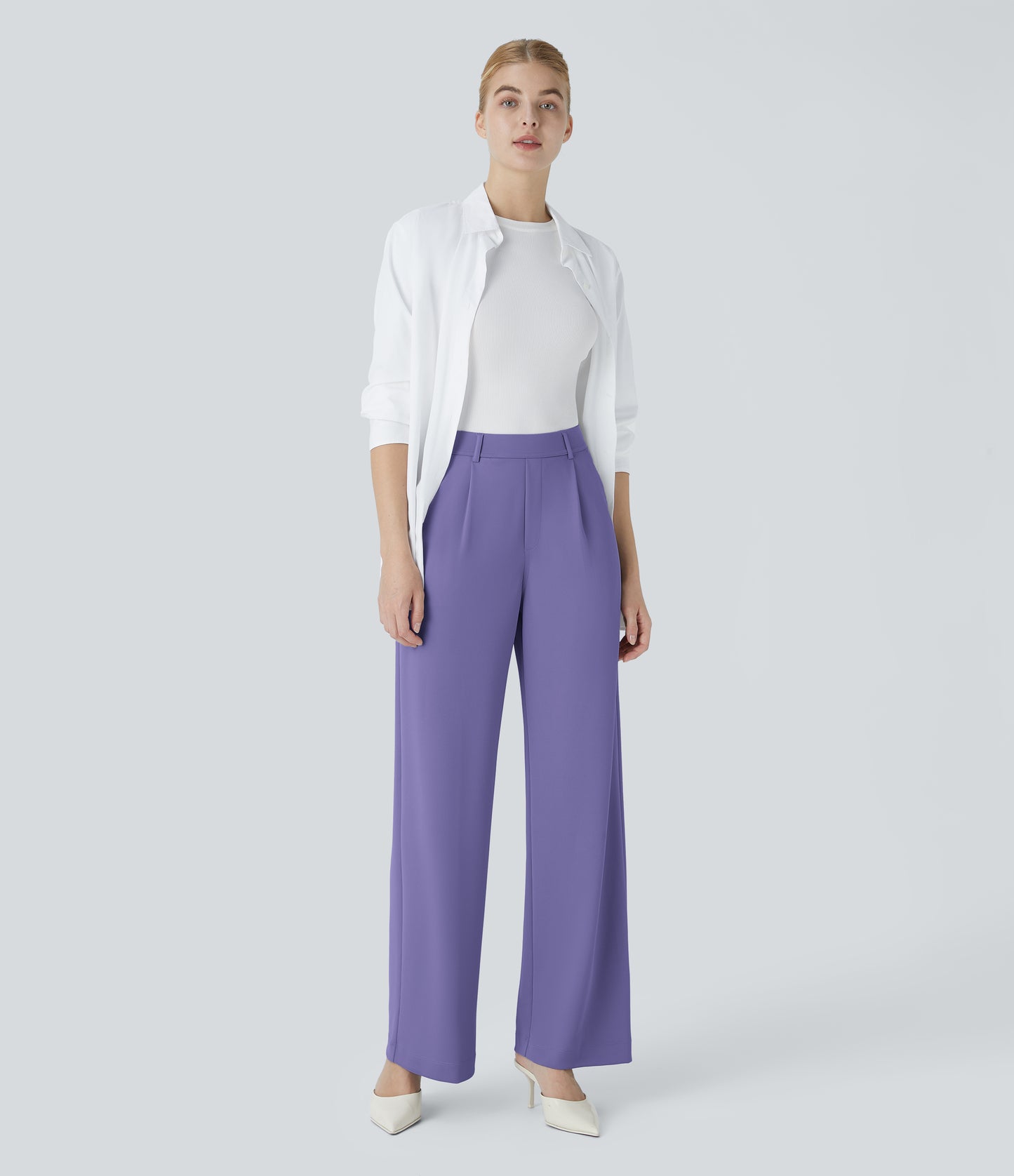 High Waisted Pocket Straight Leg Crepe Work Pants