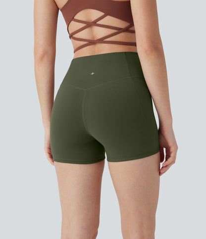 Hoch taillierte, bauchkontrollierende, formende Trainings-Bikershorts mit Tasche, 3 Zoll