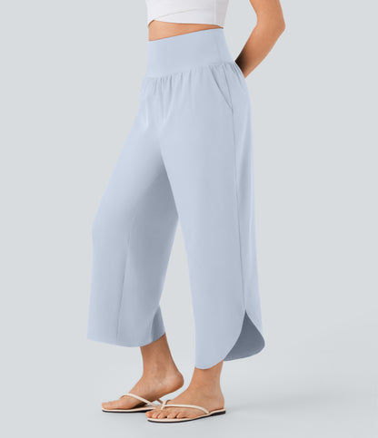 High Waisted Tummy Control Pocket Hem Quick Dry Pants