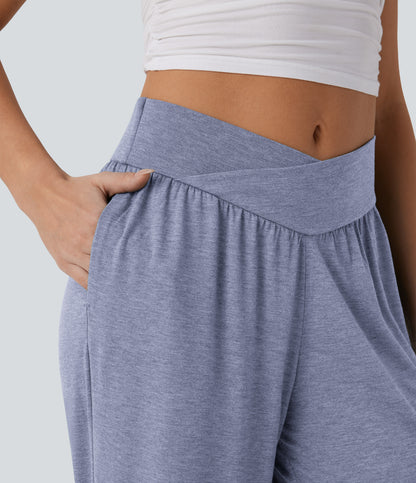 High Waisted Pocket Drawstring Casual Joggers