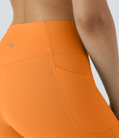 Høy midje, krysslommer i yoga-biker-shorts, 18 cm – UPF50+