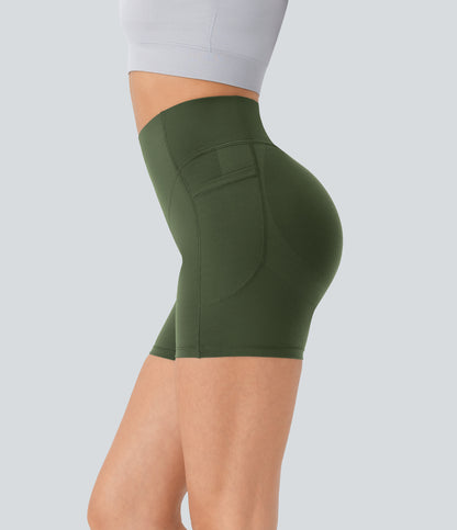 Høy midje, skrumpet rumpeløftende, magekontroll, formende sidelommer, treningsbiker-shorts 12,5 cm