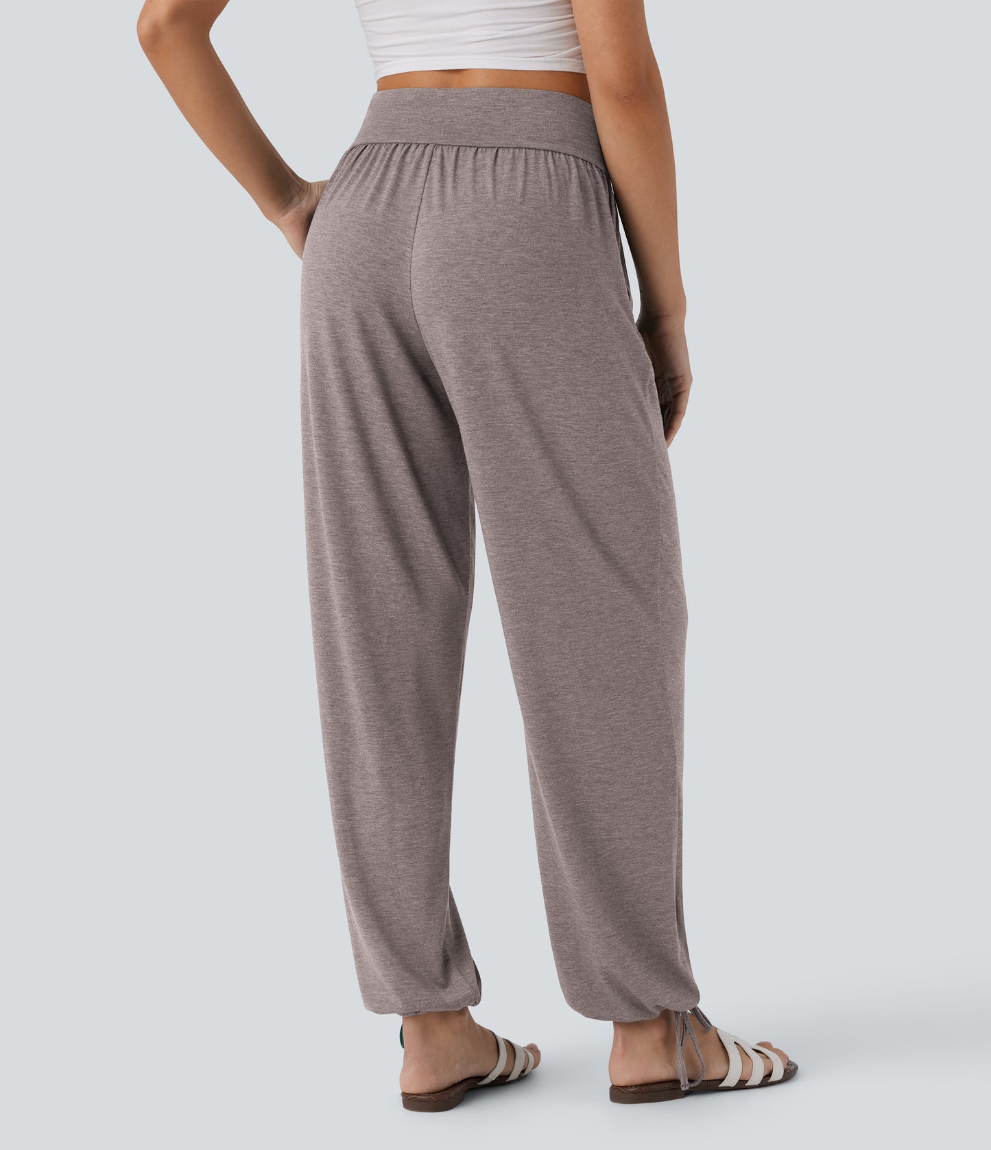 High Waisted Pocket Drawstring Casual Joggers