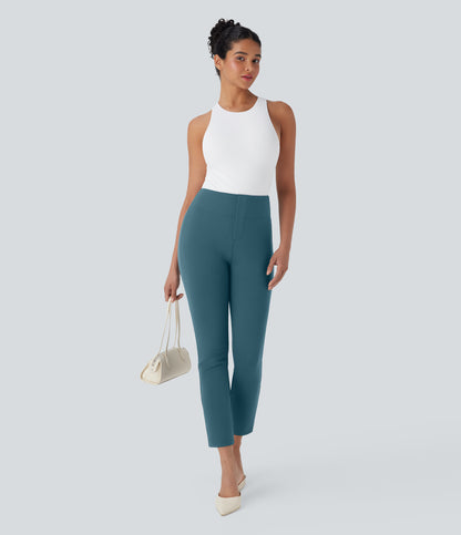 High Waisted Pocket Tapered Cropped Work Pants