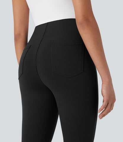 High Waisted Pocket Tapered Cropped Work Pants