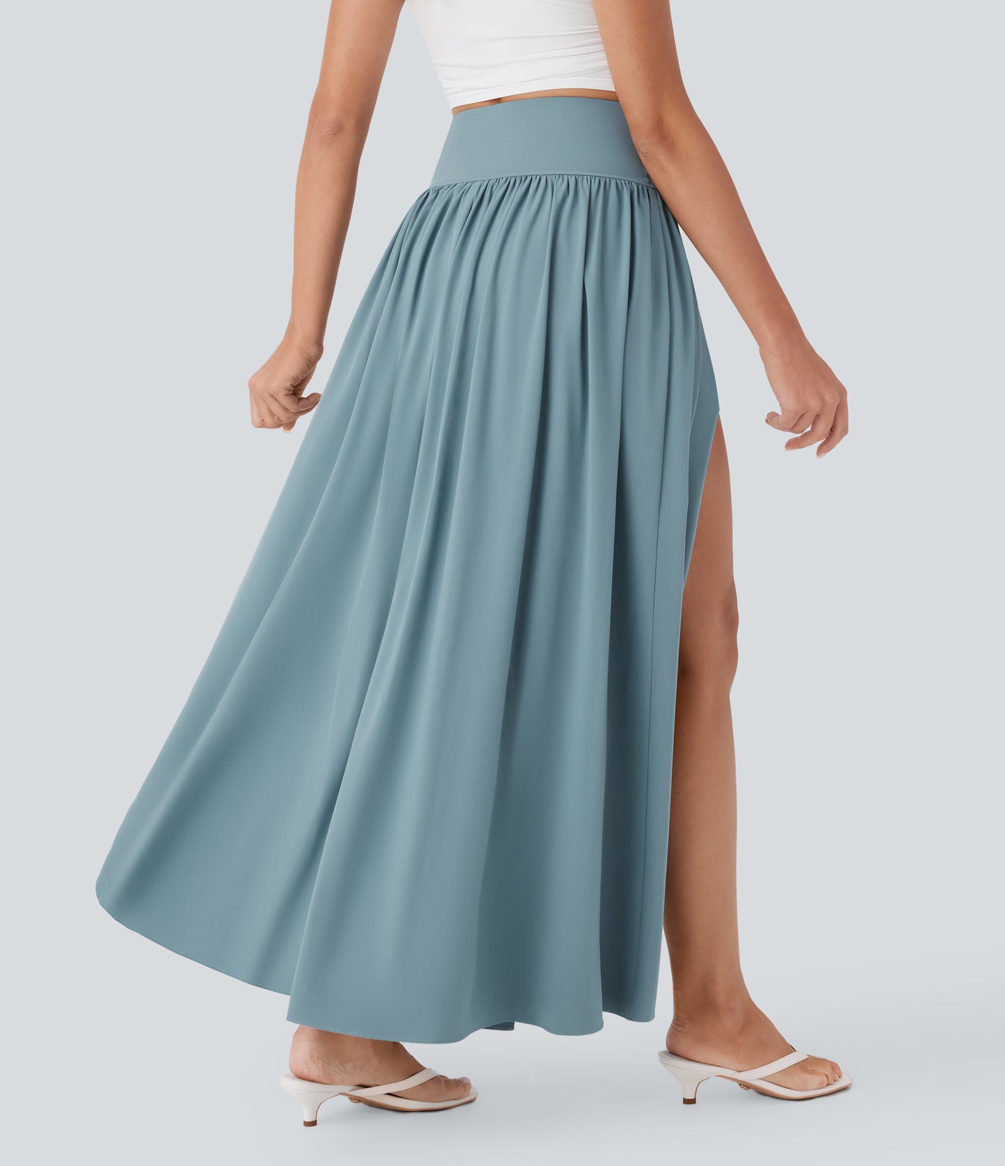 Jupe longue fluide 2 en 1 à taille haute et à séchage rapide 