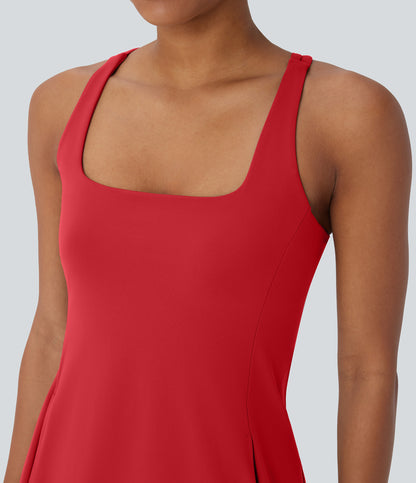 Cut Out Pocket 2-Piece Mini Yoga Active Dress
