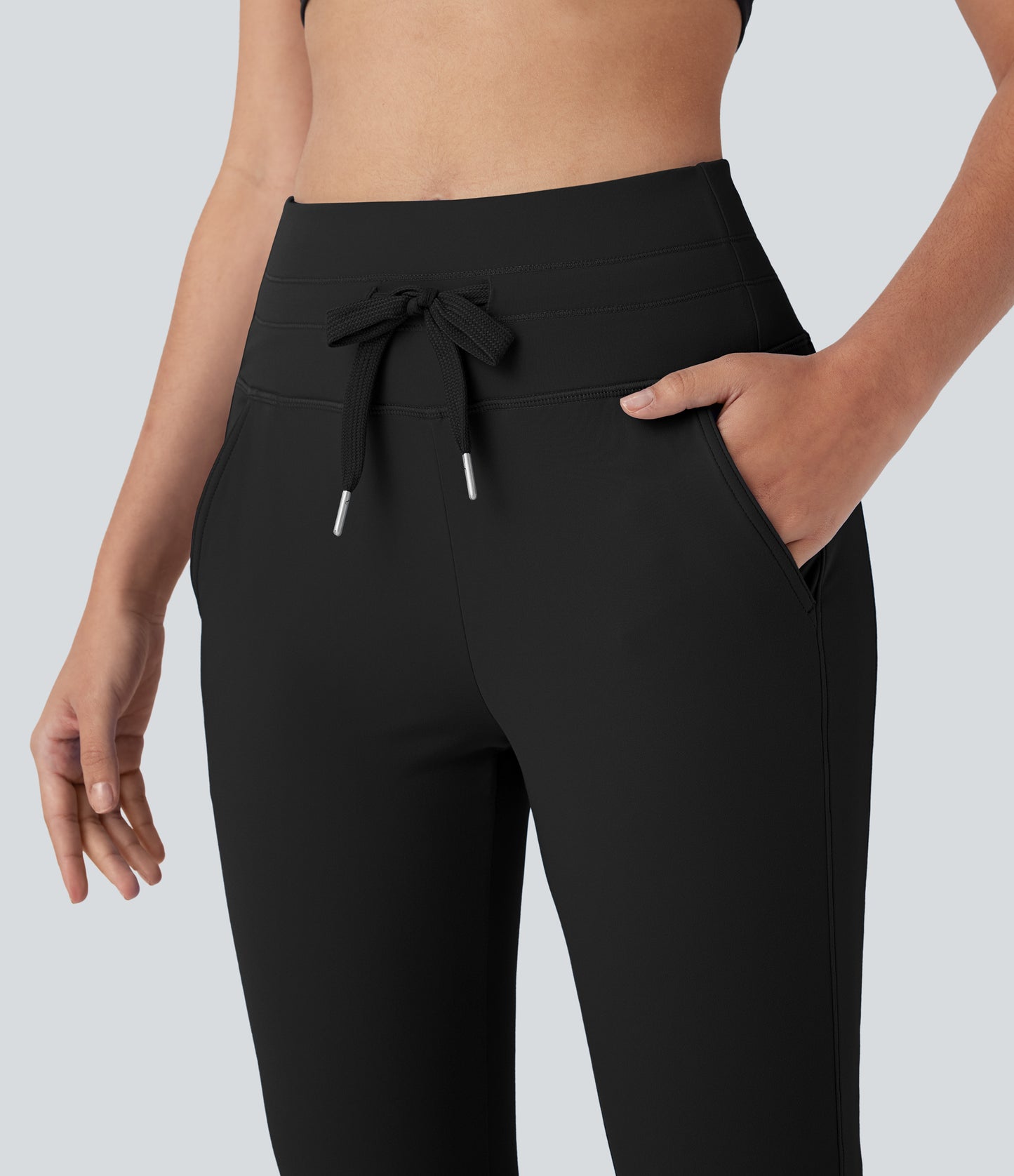 High Waisted Drawstring Pocket Yoga Pedal Pusher Joggers
