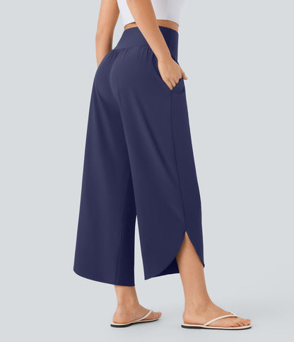 High Waisted Tummy Control Pocket Hem Quick Dry Pants