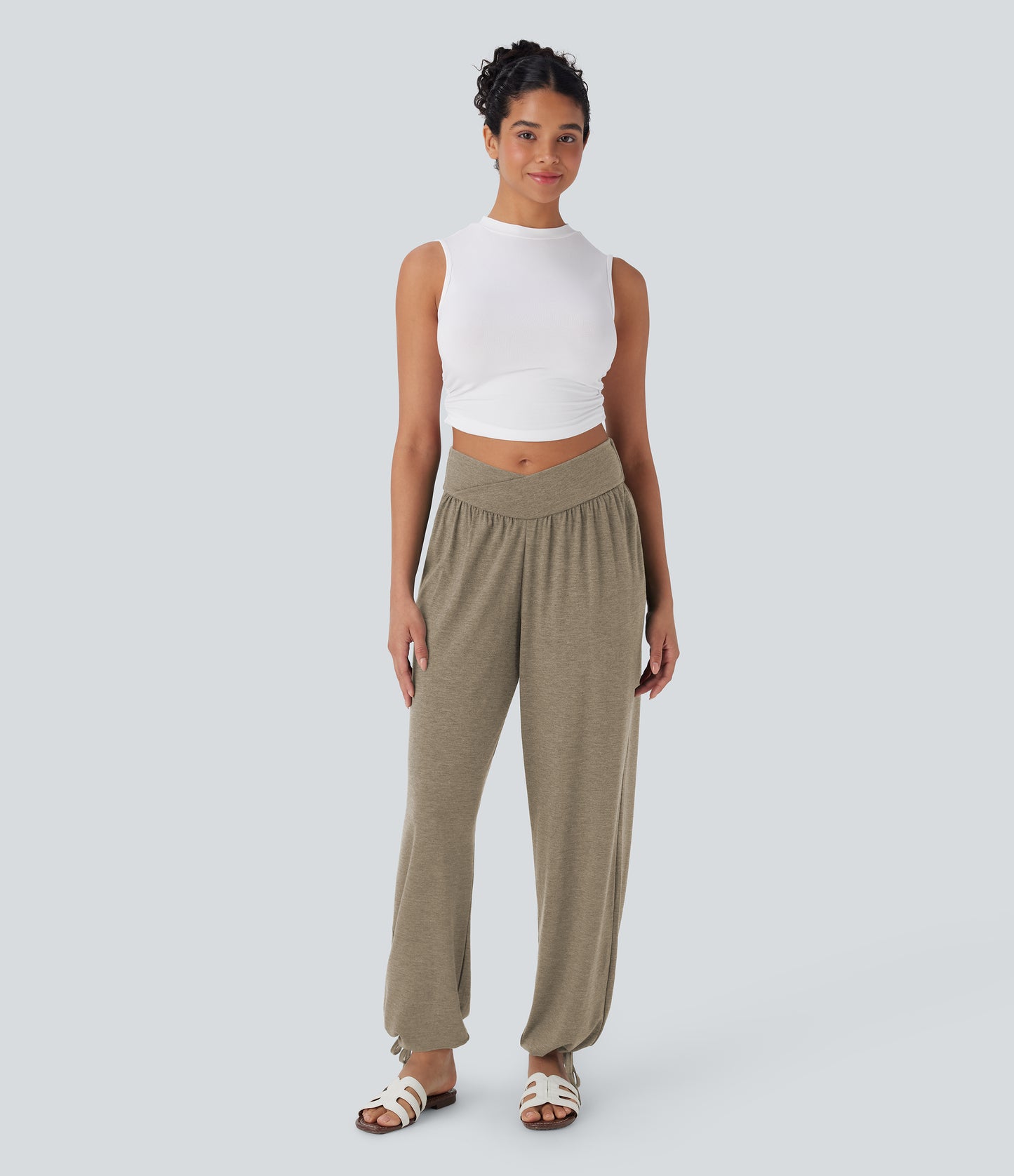 High Waisted Pocket Drawstring Casual Joggers