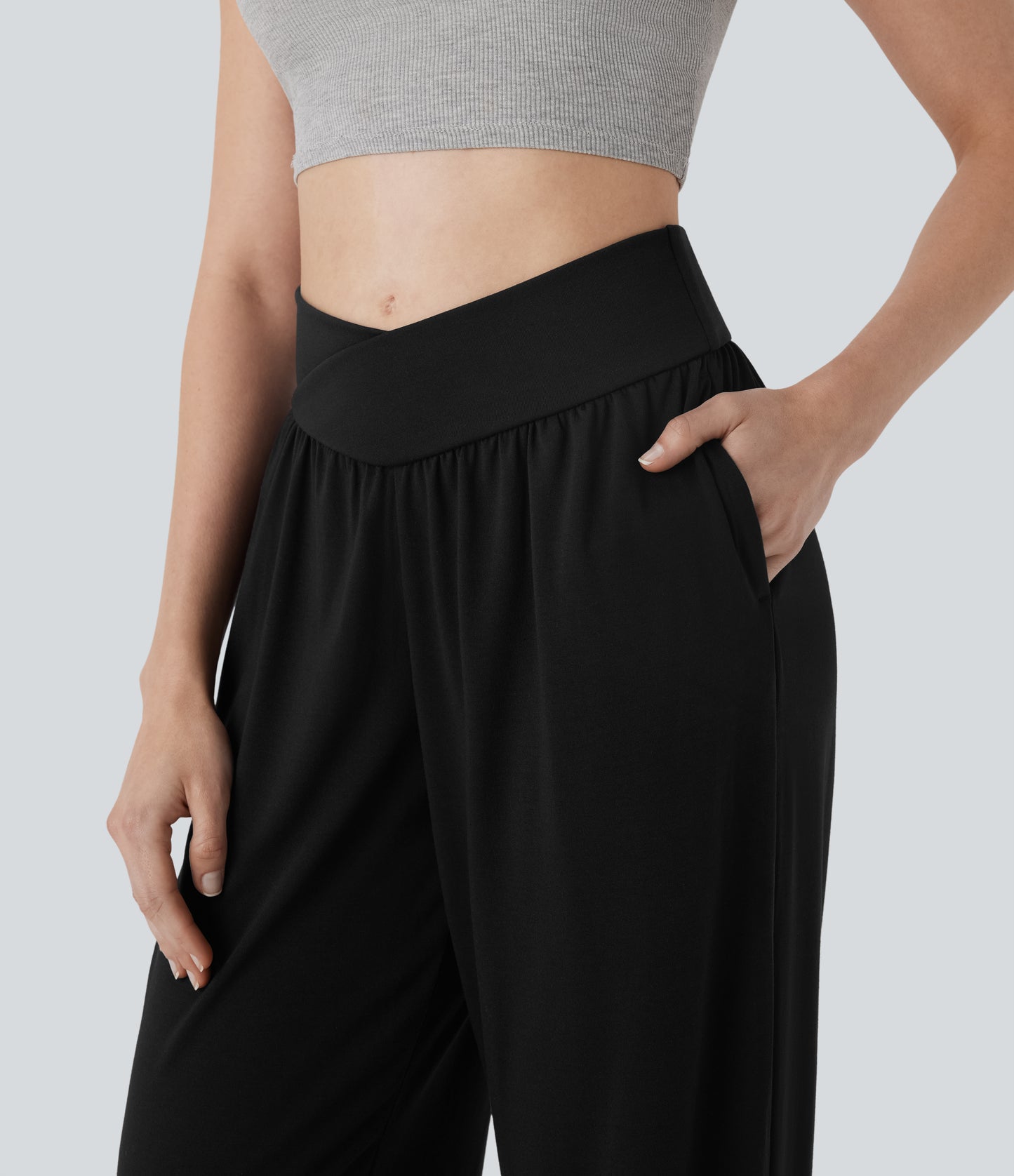 High Waisted Pocket Drawstring Casual Joggers