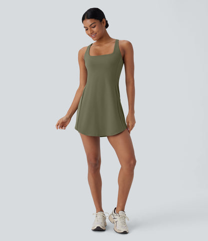 Cut Out Pocket 2-Piece Mini Yoga Active Dress