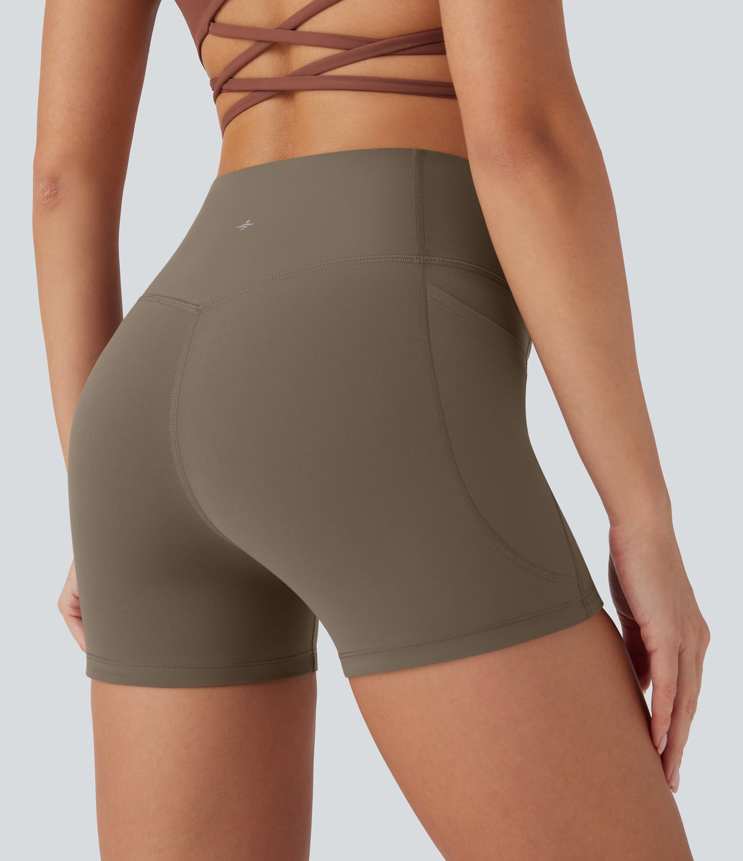 Hoch taillierte, bauchkontrollierende, formende Trainings-Bikershorts mit Tasche, 3 Zoll