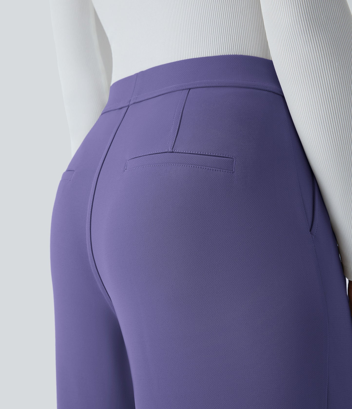 High Waisted Pocket Straight Leg Crepe Work Pants