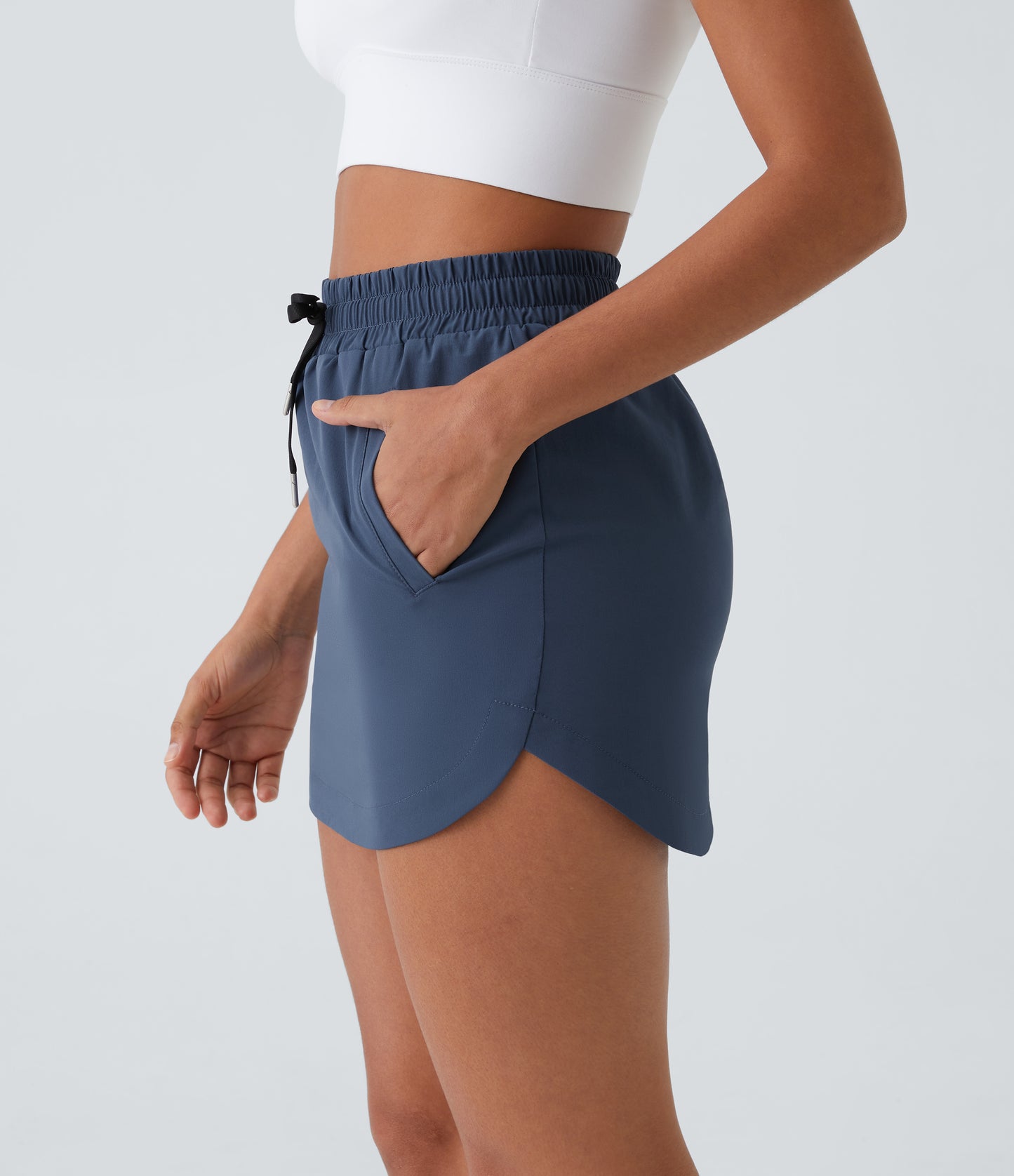 High Waisted Drawstring Pocket 2-in-1 Curved Hem Mini Golf Skirt