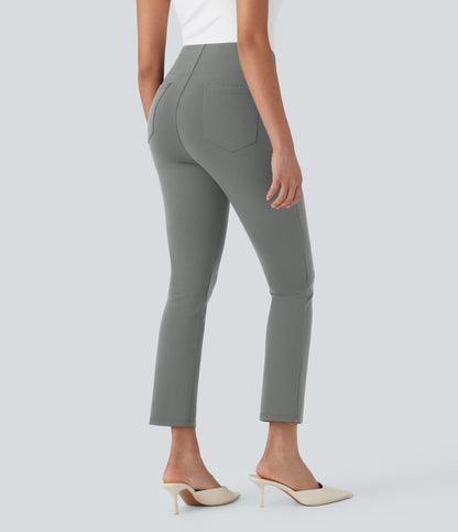 High Waisted Pocket Tapered Cropped Work Pants
