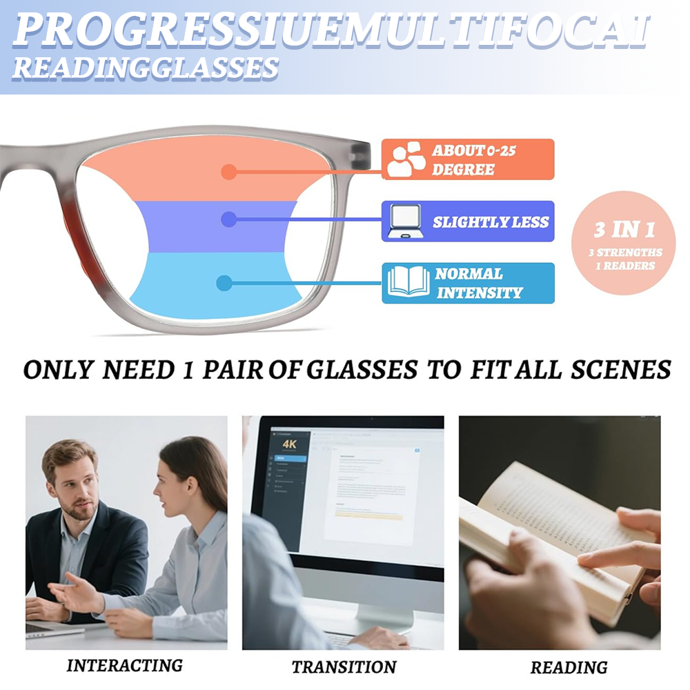🏆AutoFocus+ Multifocal Glasses🔥Ultra Light Highgrade Reading Glasses👍Blocks Blue Light, Radiation, and ultraviolet rays, Relieves Eye Fatigue👓️