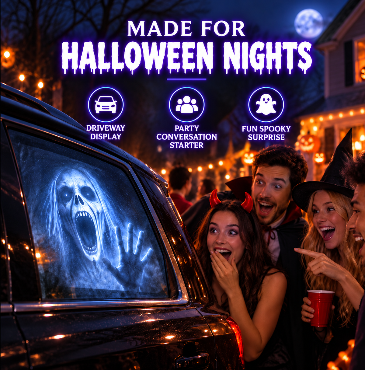 🏅2026 Best Seller🎃 Halloween Window Projector 👻 12 Spooky Films USB Powered Holiday Decor